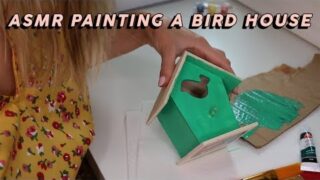 ASMR PAINTING A BIRD HOUSE (Tapping, Brush Strokes…) | GwenGwiz