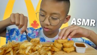 McDonald's Poutine with Chicken McNuggets Mukbang | N.E Let's Eat